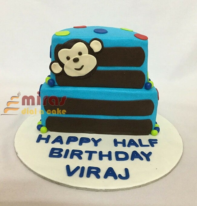 Half Birthday Cake Monkey theme
