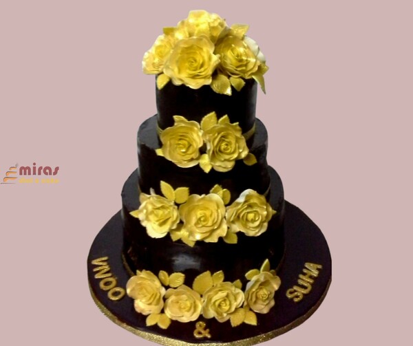 Golden Flower Chocolate Cake